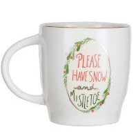 14 oz. Stoneware Mug w/ Holiday Saying & Gold Electroplated Rim, 4 Styles