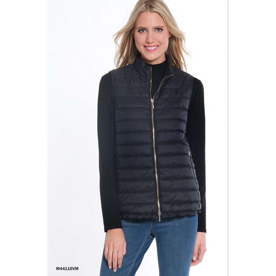 Zip Thru Collar Zip Pocket Quilted Vest