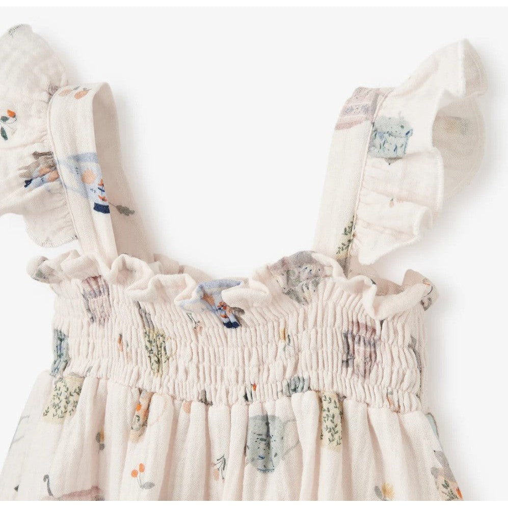 Tea Party Organic Muslin Smocked Dress w/ Bloomer