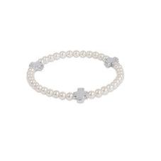 Pearl Pattern 4mm Bead Bracelet - Silver