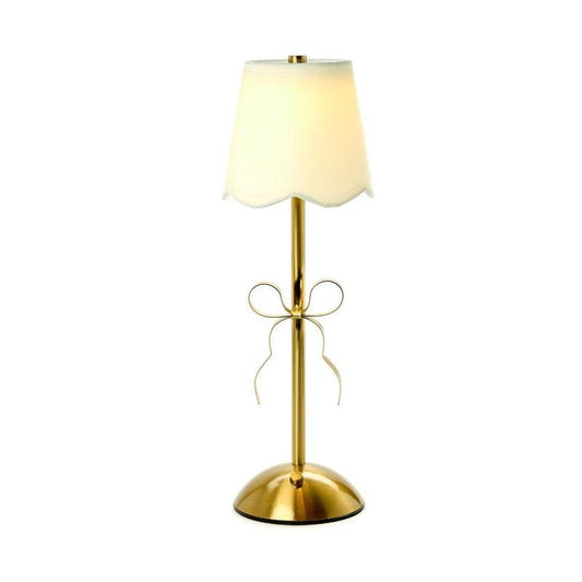 Golden Bow LED Portable Cordless Table Lamp with Fabric Lamp Shade in Gift Box