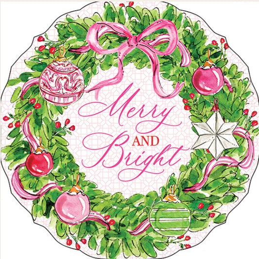 Merry And Bright Wreath Shaped Lunch Napkin