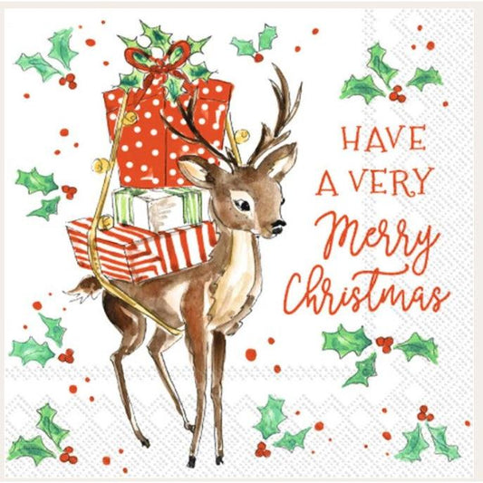 Merry Little Deer Cocktail Napkin