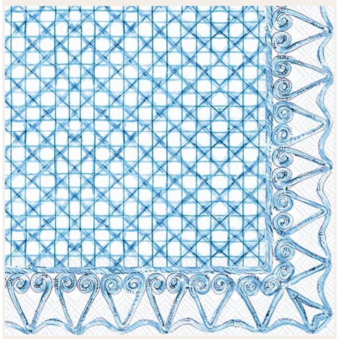 Botanical Cane Cocktail Napkin Blue