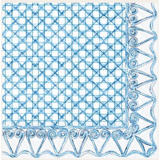 Botanical Cane Cocktail Napkin Blue