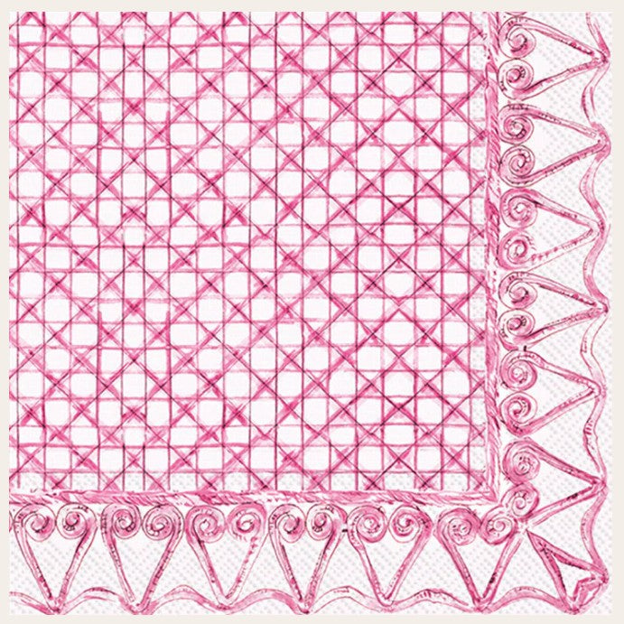Botanical Cane Cocktail Napkin Pink