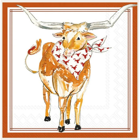 White Longhorn Hometown Pride Cocktail Napkin