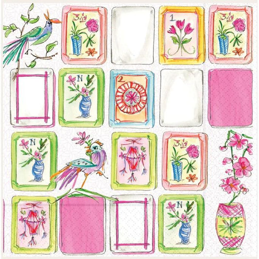 Mahjong Pink Cocktail Napkin