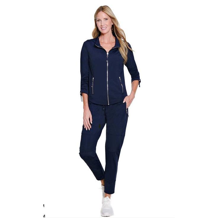 Multiples Black Zip-Front Jacket & Jogger Pant Set