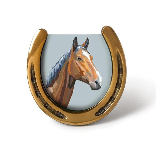 Horseshoe Photo Frame 3 1/2" x 3 1/2"(stands vertically) - Aluminum/MDF/Glass