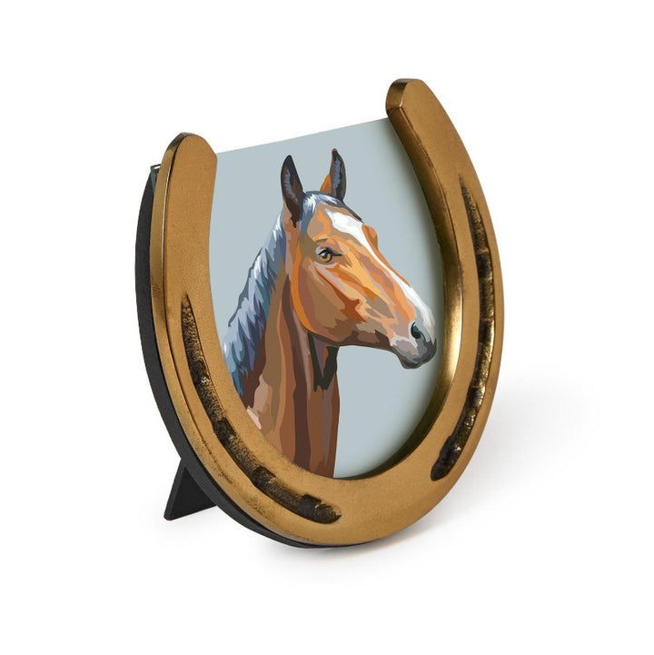 Horseshoe Photo Frame 3 1/2" x 3 1/2"(stands vertically) - Aluminum/MDF/Glass