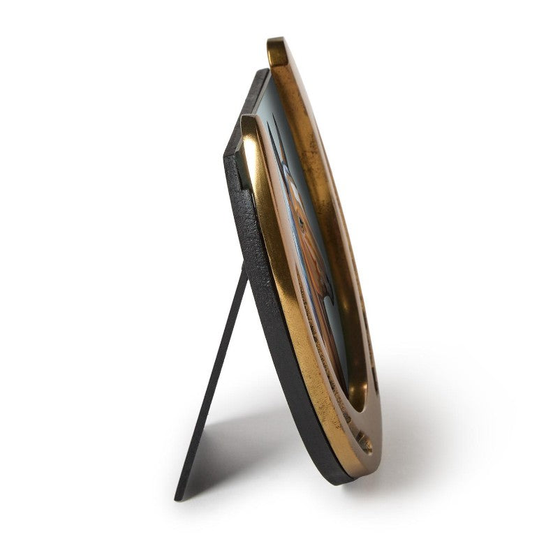 Horseshoe Photo Frame 3 1/2" x 3 1/2"(stands vertically) - Aluminum/MDF/Glass