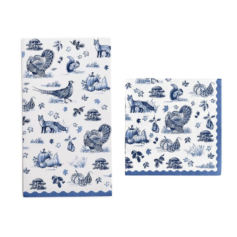 Falling for Blue Toile 3-Ply Paper Dinner Napkin / Guest Towel