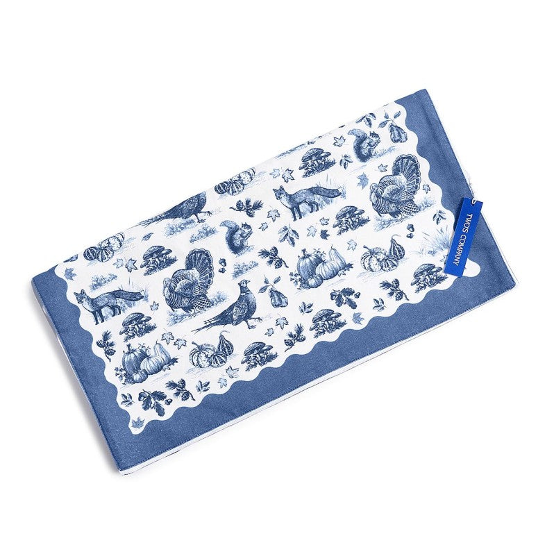 Falling for Blue Toile Table Runner - Cotton