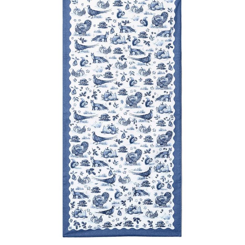Falling for Blue Toile Table Runner - Cotton