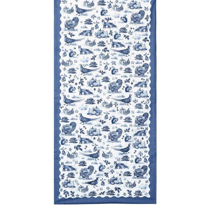 Falling for Blue Toile Table Runner - Cotton