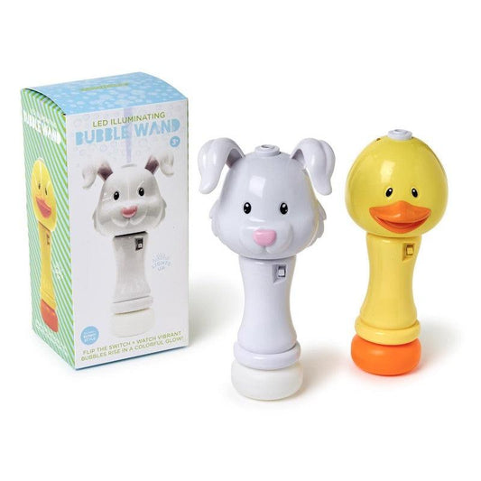 Spring Bubbles LED Illuminating Bubble Wand Blower with Refillable Bottle and Solution in Gift Box