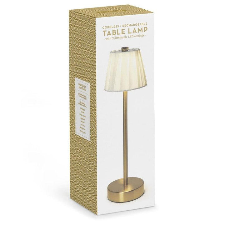 LED Cordless Table Lamp with Fabric Pleated Shade in Gift Box