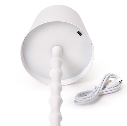 LED Portable Cordless White Bamboo Lamp in Gift Box