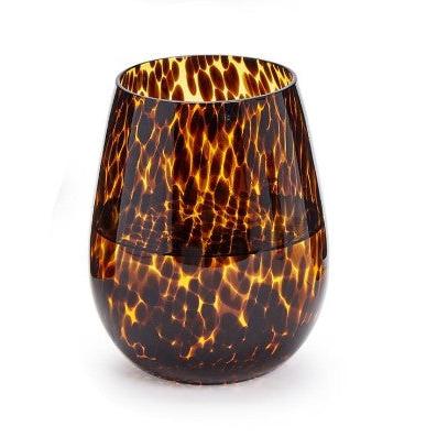 Tortoise Print Stemless Wine Glass (16 oz., hand wash only) - Glass