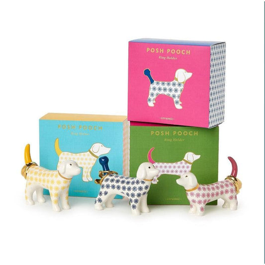 Dog Lover Ceramic Ring Holders Assorted 3 Colors - Hard Dolomite