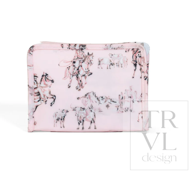TRVL Design Cowgirl Toile Roadie Large Zip Pouch