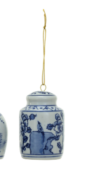 Creative Coop Stoneware Ginger Jar Ornament, Blue &amp; White, 6 Styles