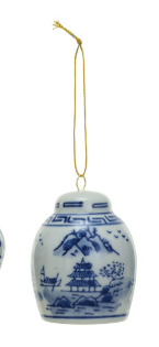 Creative Coop Stoneware Ginger Jar Ornament, Blue &amp; White, 6 Styles