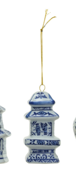 Creative Coop Stoneware Ginger Jar Ornament, Blue &amp; White, 6 Styles