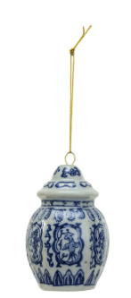 Creative Coop Stoneware Ginger Jar Ornament, Blue &amp; White, 6 Styles