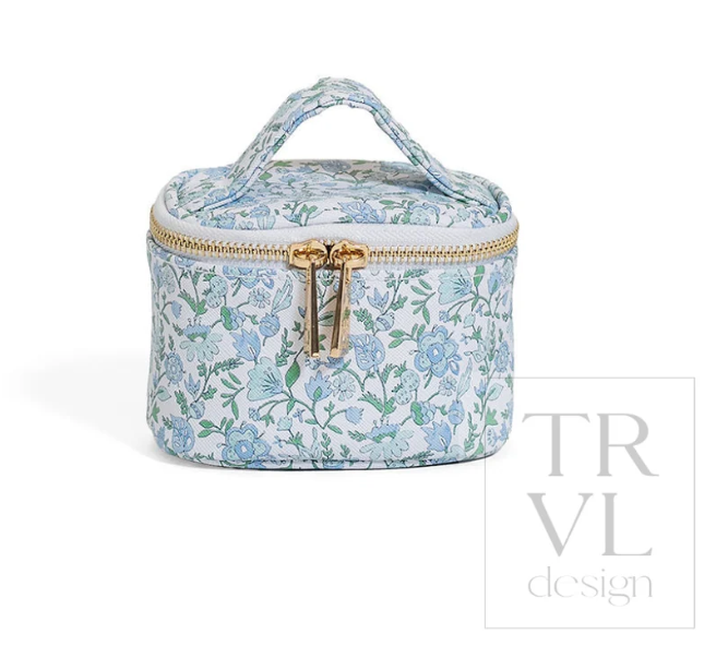 TRVL Design Hamptons Floral Luxe Jewel Case in blue and white printed vegan leather.