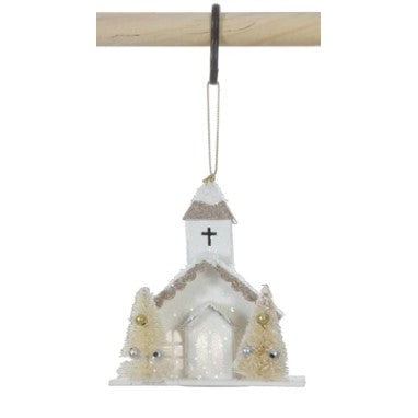 Paper Church Ornament with Trees and LED, 4 Styles