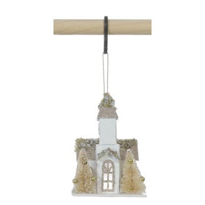 Paper Church Ornament with Trees and LED, 4 Styles