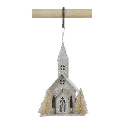 Paper Church Ornament with Trees and LED, 4 Styles