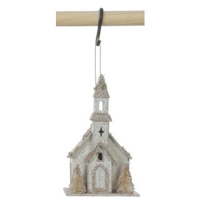 Paper Church Ornament with Trees and LED, 4 Styles