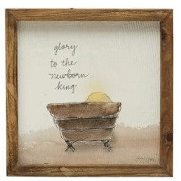 Square Fir Wood Framed Wall Decor w/ Christmas Saying &amp; Scene, Multi Color, 4 Styles