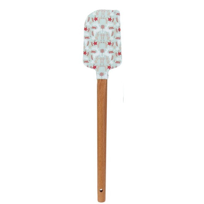 Silicone &amp; Wood Spatulas w/ Holiday Pattern, 6 Styles