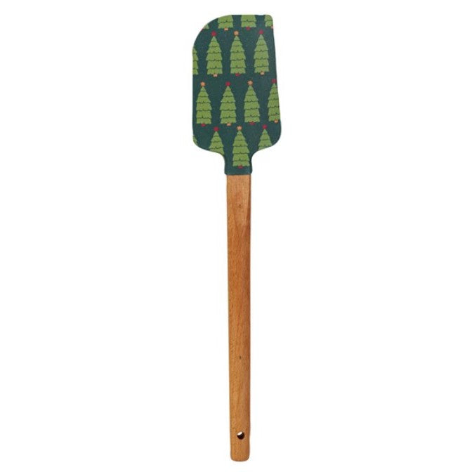 Silicone &amp; Wood Spatulas w/ Holiday Pattern, 6 Styles