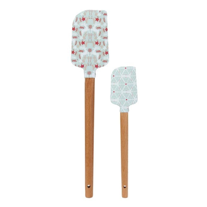 Silicone &amp; Wood Spatulas w/ Holiday Pattern, 6 Styles