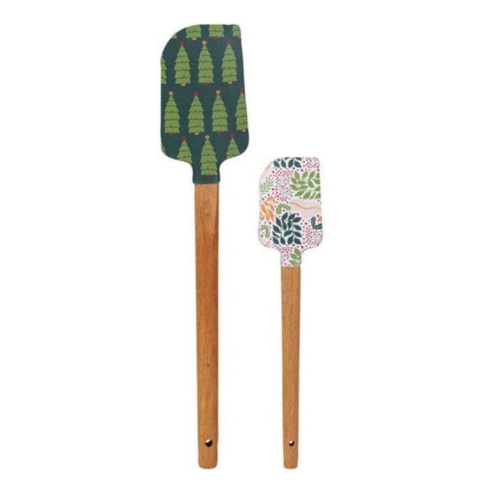 Silicone &amp; Wood Spatulas w/ Holiday Pattern, 6 Styles
