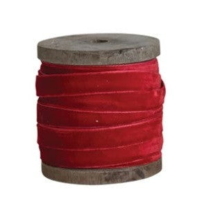 10 Yard Velvet Ribbon on Wood Spool, 3 Colors