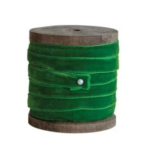 10 Yard Velvet Ribbon on Wood Spool, 3 Colors