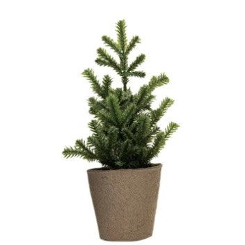 Faux Pine Tree in Paper Pot, Snow/Frost Finish, 4 Styles