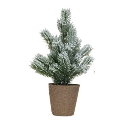 Faux Pine Tree in Paper Pot, Snow/Frost Finish, 4 Styles