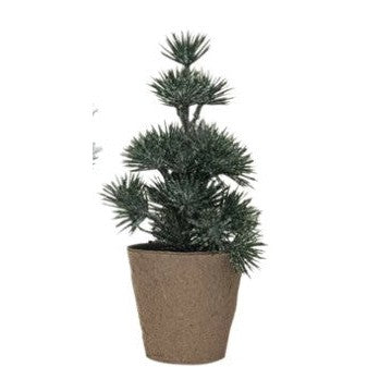 Faux Pine Tree in Paper Pot, Snow/Frost Finish, 4 Styles