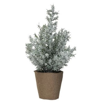 Faux Pine Tree in Paper Pot, Snow/Frost Finish, 4 Styles