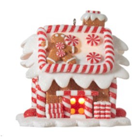 3.25" LIGHTED GINGERBREAD HOUSE ORNAMENT