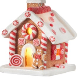 3.25" LIGHTED GINGERBREAD HOUSE ORNAMENT