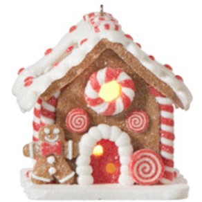 3.25" LIGHTED GINGERBREAD HOUSE ORNAMENT