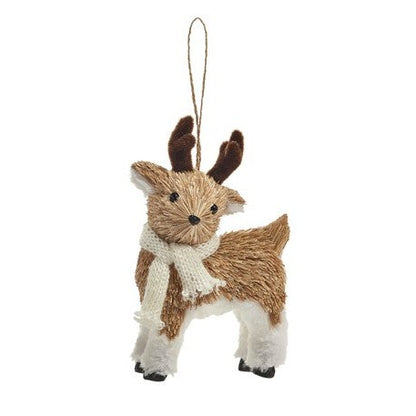 7" Natural Deer with Scarf Ornament